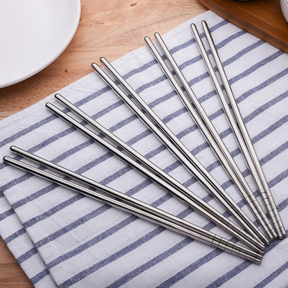 5 Pairs Stainless Steel Chopsticks – Durable & Non-Slip