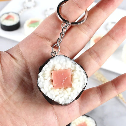 Japanese Salmon Sushi Roll Keychain – Realistic Pendant