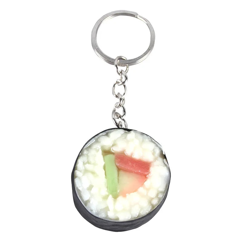 Japanese Salmon Sushi Roll Keychain – Realistic Pendant